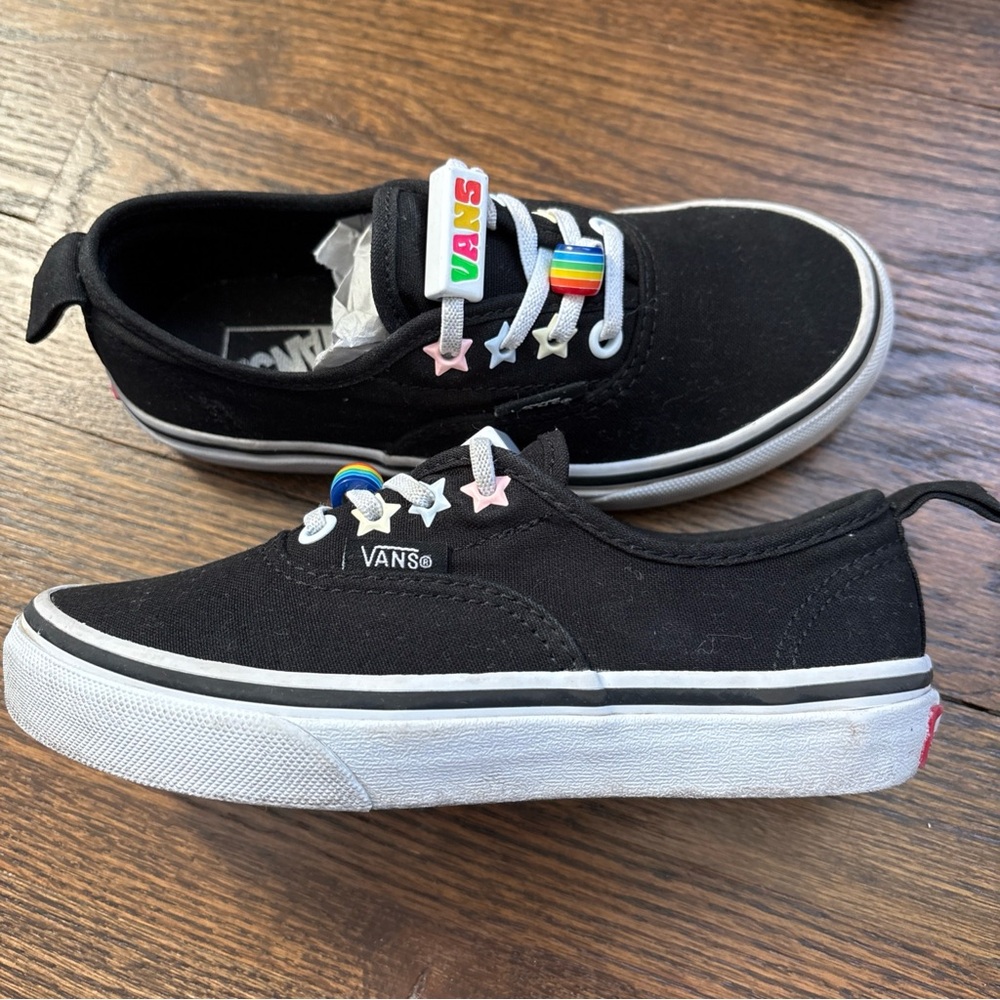 Vans Little Kids Sz 13 Black Elastic Laces Beads Sneakers Rare
